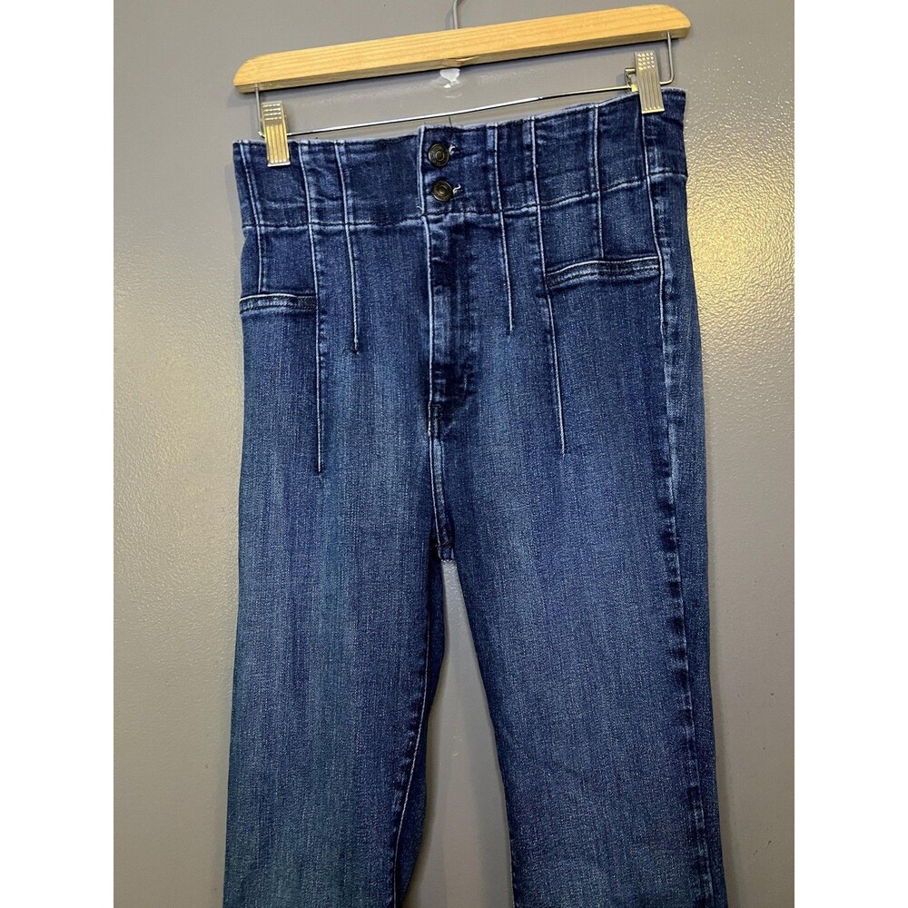 We The Free Jeans Women 29 Medium Blue High Rise Flare Paperbag Stretch Denim
